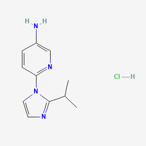 molecular formula C11H15ClN4 B2405943 6-(2-isopropyl-1H-imidazol-1-yl)pyridin-3-amine hydrochloride CAS No. 1322605-03-7