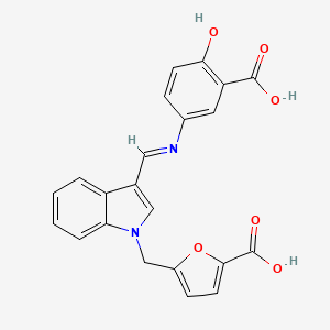 5-[[3-[(3-Carboxy-4-hydroxyphenyl)iminomethyl]indol-1-yl]methyl]furan-2-carboxylic acid