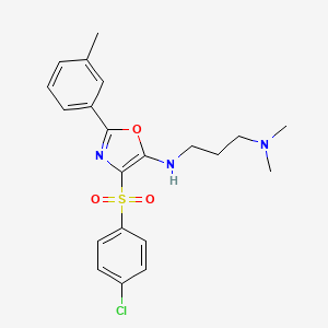 molecular formula C21H24ClN3O3S B2405946 N1-(4-((4-chlorophenyl)sulfonyl)-2-(m-tolyl)oxazol-5-yl)-N3,N3-dimethylpropane-1,3-diamine CAS No. 862742-06-1