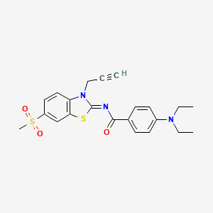 molecular formula C22H23N3O3S2 B2405951 4-(diethylamino)-N-(6-methylsulfonyl-3-prop-2-ynyl-1,3-benzothiazol-2-ylidene)benzamide CAS No. 865181-80-2
