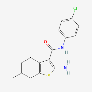 molecular formula C16H17ClN2OS B2405957 2-amino-N-(4-chlorophenyl)-6-methyl-4,5,6,7-tetrahydro-1-benzothiophene-3-carboxamide CAS No. 312948-96-2