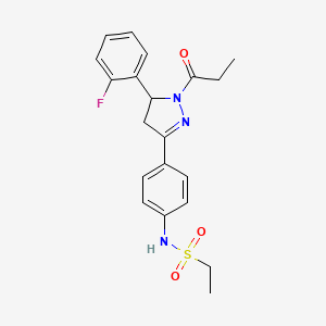 N-(4-(5-(2-fluorophenyl)-1-propionyl-4,5-dihydro-1H-pyrazol-3-yl)phenyl)ethanesulfonamide
