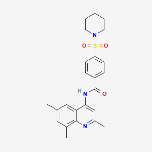 molecular formula C24H27N3O3S B2405970 [4-(哌啶基磺酰基)苯基]-N-(2,6,8-三甲基(4-喹啉基))甲酰胺 CAS No. 946260-70-4