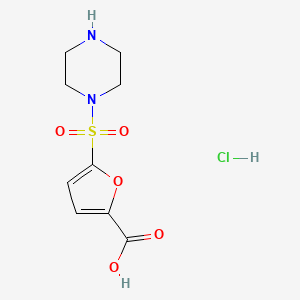molecular formula C9H13ClN2O5S B2405980 5-(Piperazine-1-sulfonyl)furan-2-carboxylic acid hydrochloride CAS No. 1955530-69-4