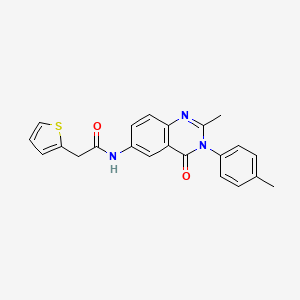 molecular formula C22H19N3O2S B2405981 N-(2-methyl-4-oxo-3-(p-tolyl)-3,4-dihydroquinazolin-6-yl)-2-(thiophen-2-yl)acetamide CAS No. 1105206-21-0
