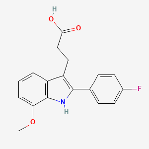 molecular formula C18H16FNO3 B2405983 3-(2-(4-氟苯基)-7-甲氧基-1H-吲哚-3-基)丙酸 CAS No. 2138266-51-8
