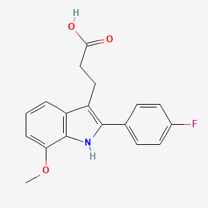 molecular formula C18H16FNO3 B2405983 3-[2-(4-フルオロフェニル)-7-メトキシ-1H-インドール-3-イル]プロパン酸 CAS No. 2138266-51-8