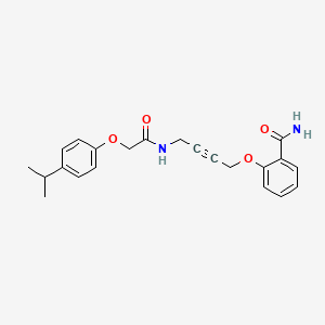 molecular formula C22H24N2O4 B2405987 2-((4-(2-(4-Isopropylphenoxy)acetamido)but-2-yn-1-yl)oxy)benzamide CAS No. 1421484-19-6