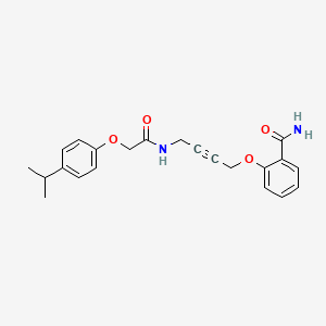 molecular formula C22H24N2O4 B2405987 2-((4-(2-(4-Isopropylphenoxy)acetamido)but-2-yn-1-yl)oxy)benzamid CAS No. 1421484-19-6