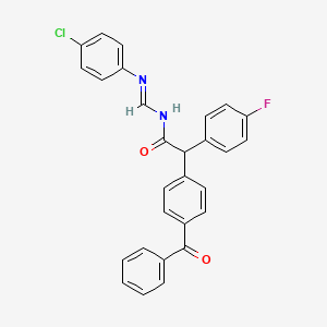 molecular formula C28H20ClFN2O2 B2405994 2-(4-benzoylphenyl)-N-[(4-chloroanilino)methylene]-2-(4-fluorophenyl)acetamide CAS No. 860609-46-7