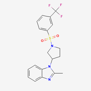 molecular formula C19H18F3N3O2S B2405995 2-methyl-1-(1-((3-(trifluoromethyl)phenyl)sulfonyl)pyrrolidin-3-yl)-1H-benzo[d]imidazole CAS No. 2097898-39-8
