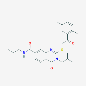 molecular formula C26H31N3O3S B2405997 2-((2-(2,5-dimethylphenyl)-2-oxoethyl)thio)-3-isobutyl-4-oxo-N-propyl-3,4-dihydroquinazoline-7-carboxamide CAS No. 1113141-87-9