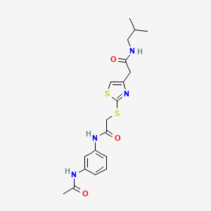 molecular formula C19H24N4O3S2 B2405998 N-(3-乙酰氨基苯基)-2-((4-(2-(异丁基氨基)-2-氧代乙基)噻唑-2-基)硫代)乙酰胺 CAS No. 954094-32-7
