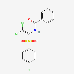 molecular formula C15H10Cl3NO3S B2405999 N-[2,2-二氯-1-(4-氯苯基)磺酰乙烯基]苯甲酰胺 CAS No. 300670-06-8