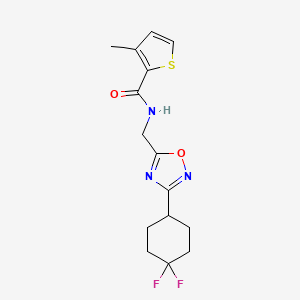 molecular formula C15H17F2N3O2S B2406002 N-((3-(4,4-二氟环己基)-1,2,4-恶二唑-5-基)甲基)-3-甲基噻吩-2-甲酰胺 CAS No. 2034306-93-7