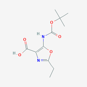 molecular formula C11H16N2O5 B2406009 2-Ethyl-5-[(2-methylpropan-2-yl)oxycarbonylamino]-1,3-oxazole-4-carboxylic acid CAS No. 2248386-98-1