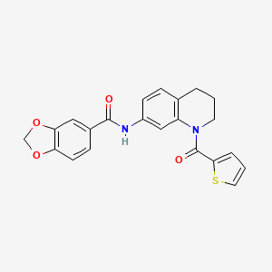 molecular formula C22H18N2O4S B2406011 N-[1-(thiophene-2-carbonyl)-3,4-dihydro-2H-quinolin-7-yl]-1,3-benzodioxole-5-carboxamide CAS No. 946266-28-0