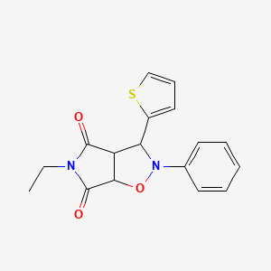 molecular formula C17H16N2O3S B2406014 5-ethyl-2-phenyl-3-(thiophen-2-yl)dihydro-2H-pyrrolo[3,4-d][1,2]oxazole-4,6(3H,5H)-dione CAS No. 474257-63-1