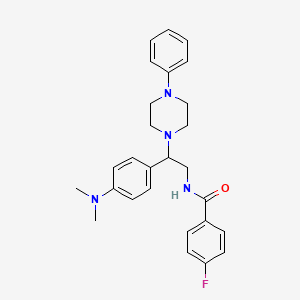 molecular formula C27H31FN4O B2406015 N-(2-(4-(dimethylamino)phenyl)-2-(4-phenylpiperazin-1-yl)ethyl)-4-fluorobenzamide CAS No. 946315-24-8