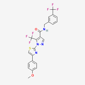 molecular formula C23H16F6N4O2S B2406027 1-[4-(4-methoxyphenyl)-1,3-thiazol-2-yl]-5-(trifluoromethyl)-N-[3-(trifluoromethyl)benzyl]-1H-pyrazole-4-carboxamide CAS No. 321848-20-8