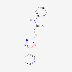 molecular formula C15H12N4O2S B2406031 N-苯基-2-((5-(吡啶-3-基)-1,3,4-恶二唑-2-基)硫代)乙酰胺 CAS No. 552818-58-3