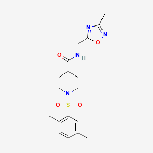 molecular formula C18H24N4O4S B2406041 1-((2,5-dimethylphenyl)sulfonyl)-N-((3-methyl-1,2,4-oxadiazol-5-yl)methyl)piperidine-4-carboxamide CAS No. 1334372-44-9