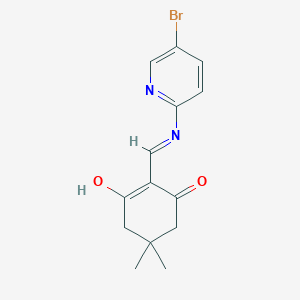 molecular formula C14H15BrN2O2 B2406042 2-{[(5-溴-2-吡啶基)氨基]亚甲基}-5,5-二甲基-1,3-环己烷二酮 CAS No. 1020252-12-3