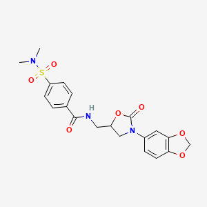 molecular formula C20H21N3O7S B2406046 N-((3-(benzo[d][1,3]dioxol-5-yl)-2-oxooxazolidin-5-yl)methyl)-4-(N,N-dimethylsulfamoyl)benzamide CAS No. 954678-76-3