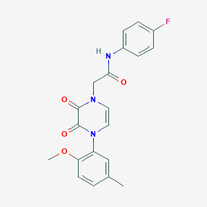 molecular formula C20H18FN3O4 B2406055 N-(4-氟苯基)-2-[4-(2-甲氧基-5-甲基苯基)-2,3-二氧代吡嗪-1-基]乙酰胺 CAS No. 898463-89-3