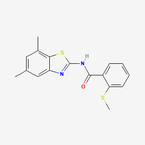 molecular formula C17H16N2OS2 B2406060 N-(5,7-dimethylbenzo[d]thiazol-2-yl)-2-(methylthio)benzamide CAS No. 896352-77-5