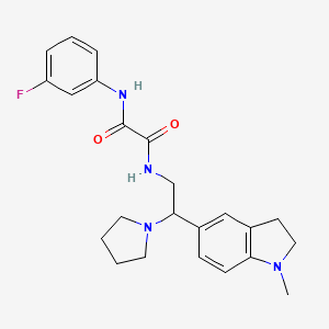 molecular formula C23H27FN4O2 B2406082 N1-(3-氟苯基)-N2-(2-(1-甲基吲哚啉-5-基)-2-(吡咯烷-1-基)乙基)草酰胺 CAS No. 922014-27-5