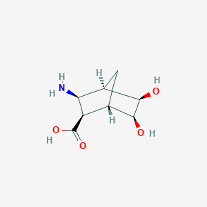 molecular formula C8H13NO4 B2406083 (1S,2R,3S,4R,5R,6S)-3-氨基-5,6-二羟基双环[2.2.1]庚烷-2-羧酸 CAS No. 2490344-54-0