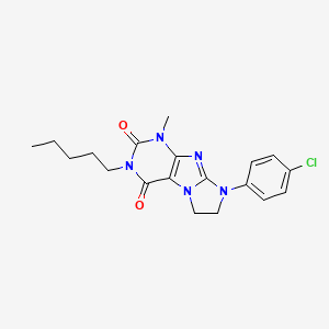 molecular formula C19H22ClN5O2 B2406085 8-(4-chlorophenyl)-1-methyl-3-pentyl-7,8-dihydro-1H-imidazo[2,1-f]purine-2,4(3H,6H)-dione CAS No. 872839-11-7