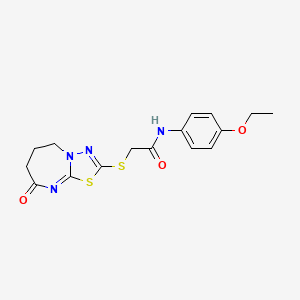 molecular formula C16H18N4O3S2 B2406087 N-(4-ethoxyphenyl)-2-((8-oxo-5,6,7,8-tetrahydro-[1,3,4]thiadiazolo[3,2-a][1,3]diazepin-2-yl)thio)acetamide CAS No. 450346-64-2