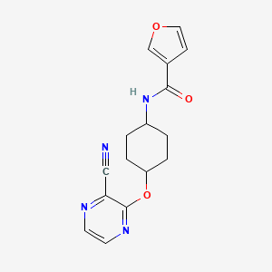 molecular formula C16H16N4O3 B2406090 N-((1r,4r)-4-((3-氰基吡嗪-2-基)氧基)环己基)呋喃-3-甲酰胺 CAS No. 2034398-83-7