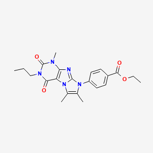 molecular formula C22H25N5O4 B2406092 4-(4,7,8-三甲基-1,3-二氧代-2-丙基嘌呤[7,8-a]咪唑-6-基)苯甲酸乙酯 CAS No. 887460-31-3