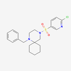 molecular formula C21H26ClN3O2S B2406102 1-Benzyl-4-[(6-chloropyridin-3-yl)sulfonyl]-1,4-diazaspiro[5.5]undecane CAS No. 1384565-31-4