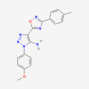 molecular formula C18H16N6O2 B2406107 1-(4-methoxyphenyl)-4-(3-(p-tolyl)-1,2,4-oxadiazol-5-yl)-1H-1,2,3-triazol-5-amine CAS No. 892774-68-4