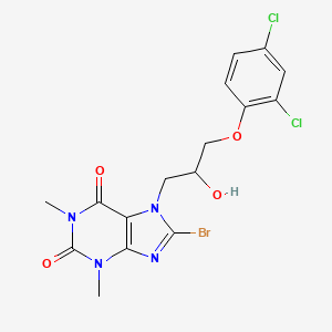 molecular formula C16H15BrCl2N4O4 B2406115 8-bromo-7-(3-(2,4-dichlorophenoxy)-2-hydroxypropyl)-1,3-dimethyl-1H-purine-2,6(3H,7H)-dione CAS No. 923250-47-9