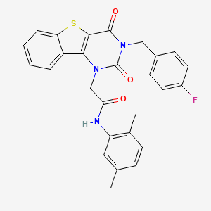 molecular formula C27H22FN3O3S B2406126 N-(2,5-dimethylphenyl)-2-[3-(4-fluorobenzyl)-2,4-dioxo-3,4-dihydro[1]benzothieno[3,2-d]pyrimidin-1(2H)-yl]acetamide CAS No. 902497-00-1