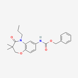 molecular formula C22H26N2O4 B2406130 Benzyl (3,3-dimethyl-4-oxo-5-propyl-2,3,4,5-tetrahydrobenzo[b][1,4]oxazepin-7-yl)carbamate CAS No. 921864-47-3