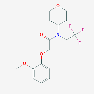 molecular formula C16H20F3NO4 B2406136 2-(2-methoxyphenoxy)-N-(tetrahydro-2H-pyran-4-yl)-N-(2,2,2-trifluoroethyl)acetamide CAS No. 1396856-28-2