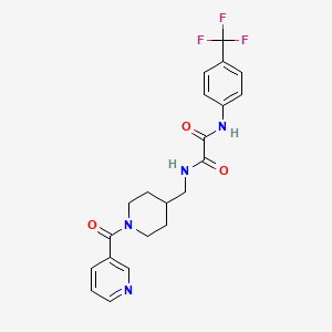 molecular formula C21H21F3N4O3 B2406138 N1-((1-烟酰基哌啶-4-基)甲基)-N2-(4-(三氟甲基)苯基)草酰胺 CAS No. 1396887-84-5