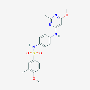 molecular formula C20H22N4O4S B2406144 4-methoxy-N-(4-((6-methoxy-2-methylpyrimidin-4-yl)amino)phenyl)-3-methylbenzenesulfonamide CAS No. 946273-90-1