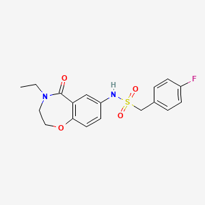 molecular formula C18H19FN2O4S B2406147 N-(4-乙基-5-氧代-2,3,4,5-四氢苯并[f][1,4]恶杂环庚-7-基)-1-(4-氟苯基)甲磺酰胺 CAS No. 926032-24-8