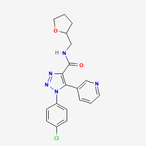 molecular formula C19H18ClN5O2 B2406152 1-(4-chlorophenyl)-5-(pyridin-3-yl)-N-(tetrahydrofuran-2-ylmethyl)-1H-1,2,3-triazole-4-carboxamide CAS No. 1326929-48-9