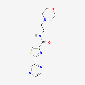 molecular formula C14H17N5O2S B2406160 N-(2-吗啉乙基)-2-(吡嗪-2-基)噻唑-4-甲酰胺 CAS No. 1235625-43-0