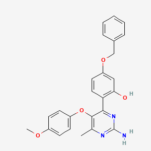 molecular formula C25H23N3O4 B2406167 2-(2-Amino-5-(4-méthoxyphénoxy)-6-méthylpyrimidin-4-yl)-5-(benzyloxy)phénol CAS No. 877806-57-0