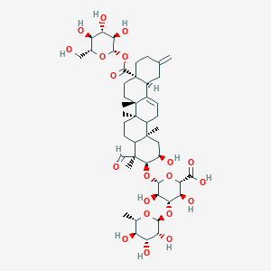 molecular formula C47H70O20 B2406169 (2S,3S,4S,5R,6R)-6-[[(2R,3S,4S,6Ar,6bS,8aS,12aS,14bR)-4-formyl-2-hydroxy-4,6a,6b,14b-tetramethyl-11-methylidene-8a-[(2S,3R,4S,5S,6R)-3,4,5-trihydroxy-6-(hydroxymethyl)oxan-2-yl]oxycarbonyl-1,2,3,4a,5,6,7,8,9,10,12,12a,14,14a-tetradecahydropicen-3-yl]oxy]-3,5-dihydroxy-4-[(2S,3R,4R,5R,6S)-3,4,5-trihydroxy-6-methyloxan-2-yl]oxyoxane-2-carboxylic acid CAS No. 139742-12-4