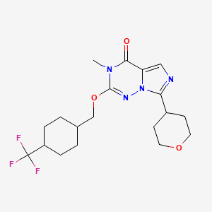 molecular formula C19H25F3N4O3 B2406171 3-Methyl-7-(oxan-4-yl)-2-[[4-(trifluoromethyl)cyclohexyl]methoxy]imidazo[5,1-f][1,2,4]triazin-4-one CAS No. 2007975-22-4